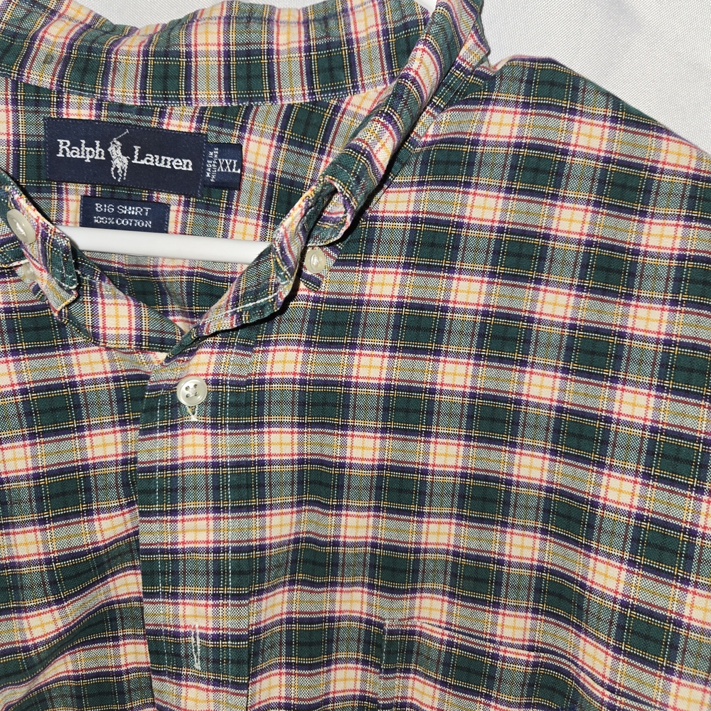 Ralph Lauren Men's Plaid Shirt in Green and Pink